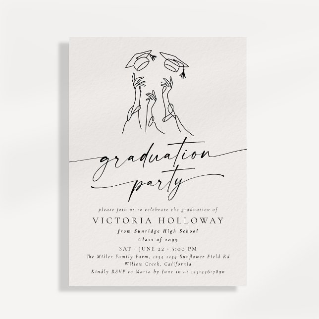 Modern Script Non Photo Graduation Party  Invitation (Creator Uploaded)