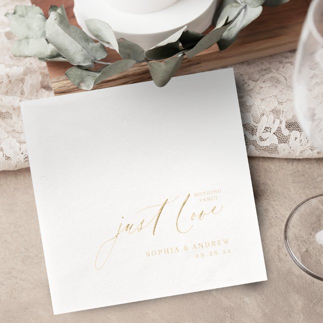 Modern Script Nothing Fancy Just Love Wedding (Modern Script Nothing Fancy Just Love Wedding Foil Napkins)