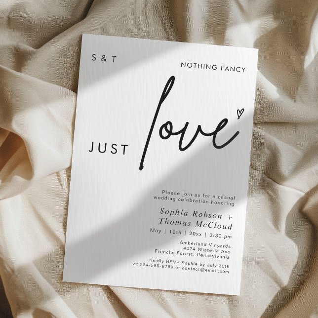 Modern Script Nothing Fancy Just Love Wedding  Invitation (Creator Uploaded)