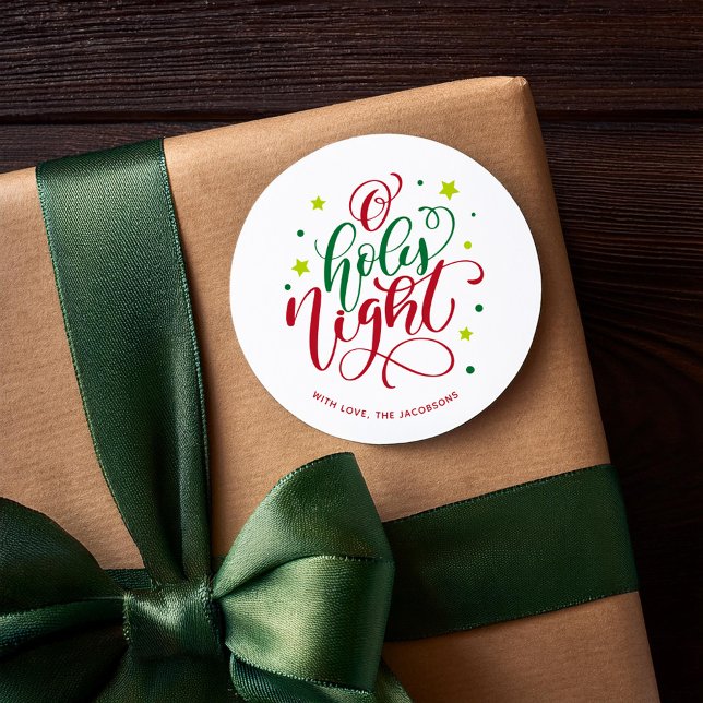 Modern Script O Holy Night Christmas Classic Round Classic Round Sticker (Creator Uploaded)