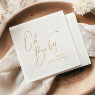 Modern Script Oh Baby Shower Foil Napkins