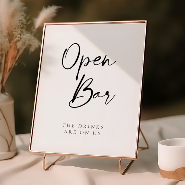 Modern Script Open Bar Wedding Poster (Creator Uploaded)