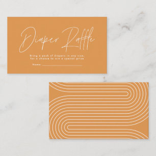 modern script orange baby shower diaper raffle card