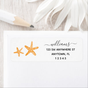 Modern Script Orange Starfish Return Address