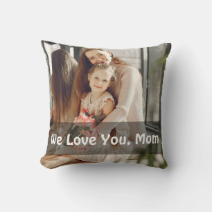 Modern Script Overlay 1 Photo Happy Mothers Day Throw Pillow