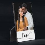 Modern Script Overlay Personalized Couples Photo Plaque<br><div class="desc">Modern Script Overlay Personalized Couples Photo plaque with elegant "love" typography. Insert your own photo and special personalized message to make this simple and elegant photo display design your own. Perfect valentines day gift for him,  valentine's day gift for her,  for girlfriend,  boyfriend,  husband or wife.</div>