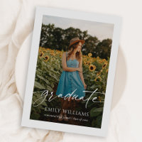 Modern Script Overlay Two Photo Graduation