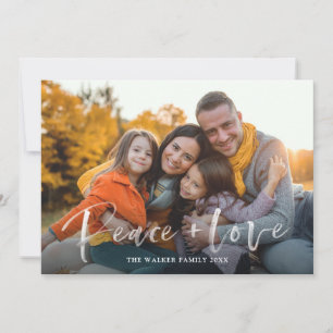 Modern Script Peace Love Simple Flat Holiday Card