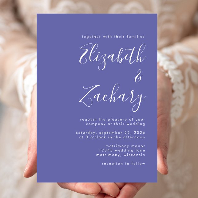 Modern Script Periwinkle Wedding Invitation (Creator Uploaded)