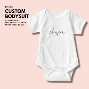 Modern Script Personalized Baby One-Piece Bodysuit