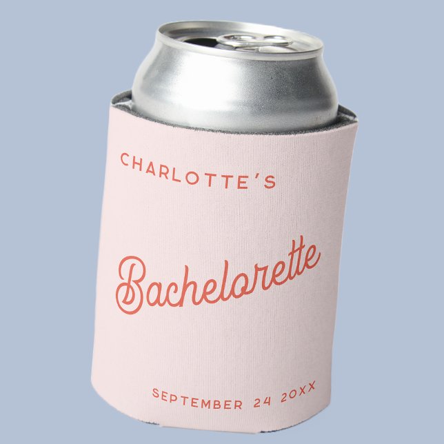Modern Script Personalized Bachelorette Party Can Cooler (Modern typography personalized name date bachelorette party can cooler)