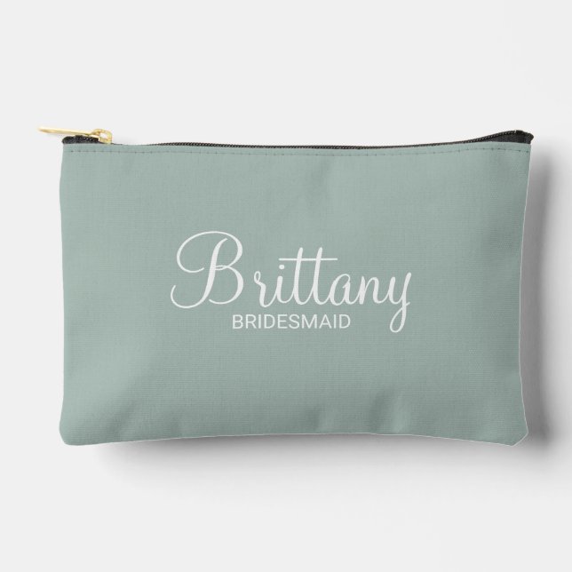 Modern Script Personalized Bridesmaid Accessory Pouch (Front)