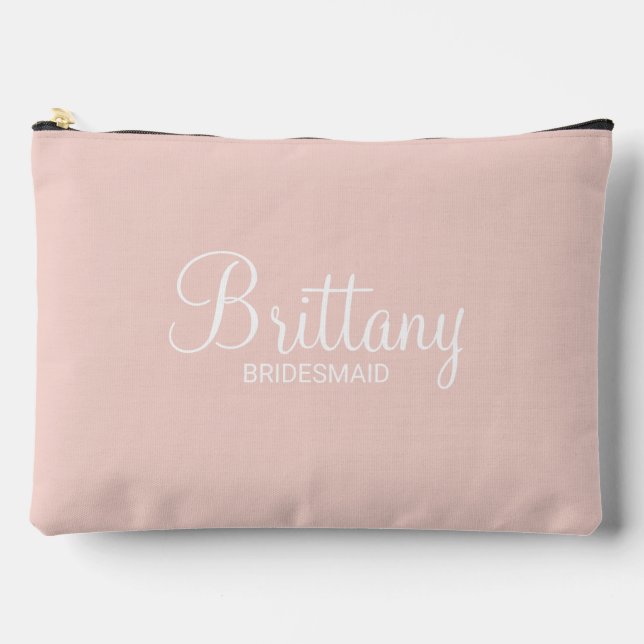 Modern Script Personalized Bridesmaid Accessory Pouch (Front)