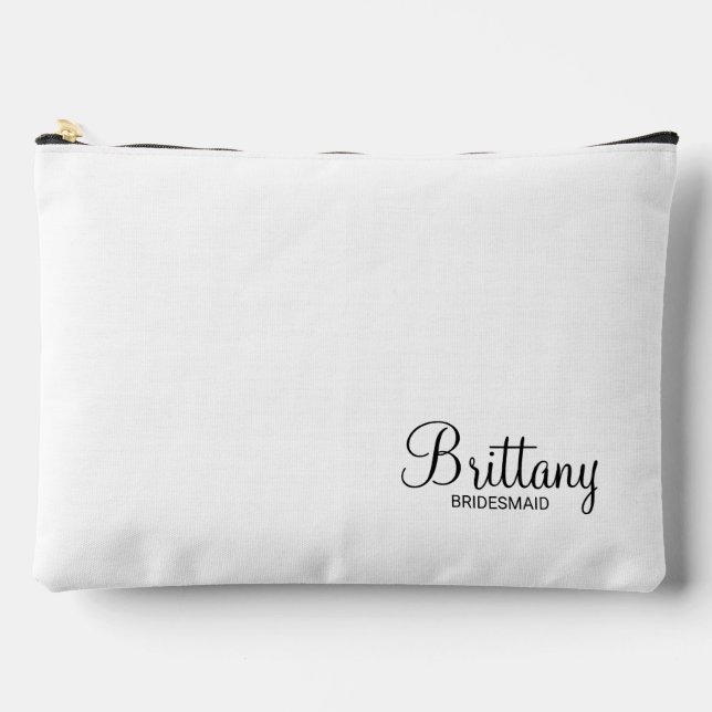 Modern Script Personalized Bridesmaid Accessory Pouch (Front)
