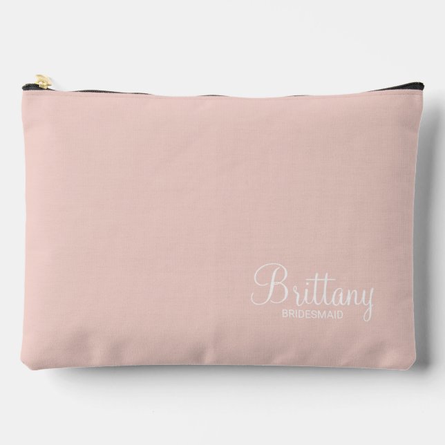Modern Script Personalized Bridesmaid Accessory Pouch (Front)