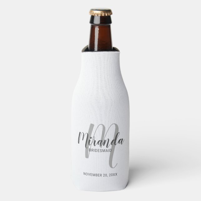 Modern Script Personalized Bridesmaid Bottle Cooler (Bottle Front)