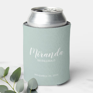 Modern Script Personalized Bridesmaid Can Cooler