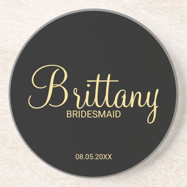 Modern Script Personalized Bridesmaid Coaster (Front)