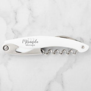Modern Script Personalized Bridesmaid Corkscrew