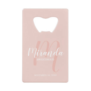 Modern Script Personalized Bridesmaid Credit Card Bottle Opener