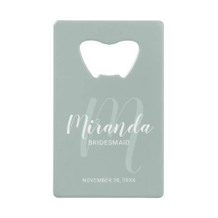 Modern Script Personalized Bridesmaid Credit Card Bottle Opener