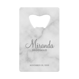 Modern Script Personalized Bridesmaid Credit Card Bottle Opener