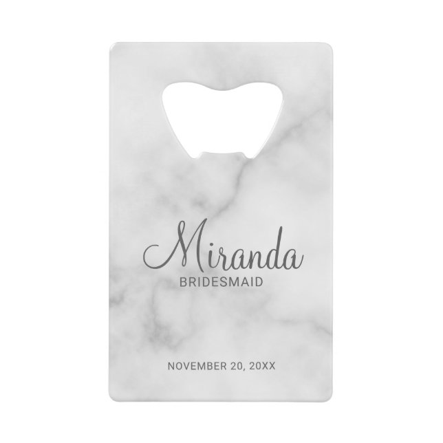 Modern Script Personalized Bridesmaid Credit Card Bottle Opener (Front)