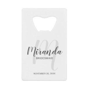 Modern Script Personalized Bridesmaid Credit Card Bottle Opener