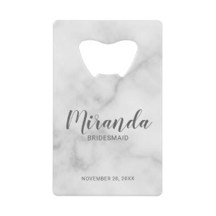 Modern Script Personalized Bridesmaid Credit Card Bottle Opener