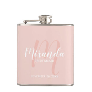 Modern Script Personalized Bridesmaid Flask