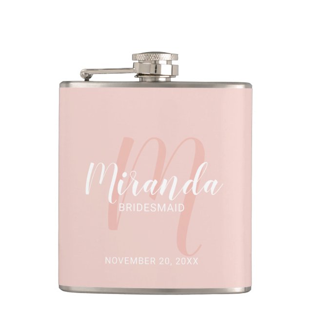 Modern Script Personalized Bridesmaid Flask (Front)