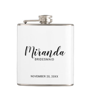 Modern Script Personalized Bridesmaid Flask