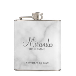 Modern Script Personalized Bridesmaid Flask