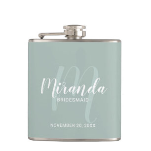 Modern Script Personalized Bridesmaid Flask