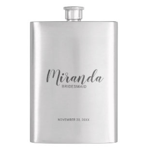 Modern Script Personalized Bridesmaid Hip Flask
