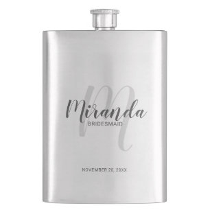Modern Script Personalized Bridesmaid Hip Flask