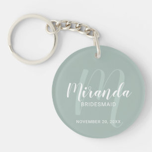 Modern Script Personalized Bridesmaid Keychain