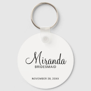 Modern Script Personalized Bridesmaid Keychain