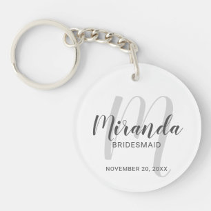Modern Script Personalized Bridesmaid Keychain