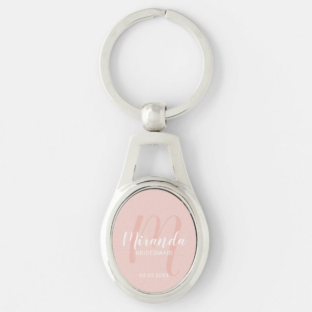 Modern Script Personalized Bridesmaid Keychain (Front)