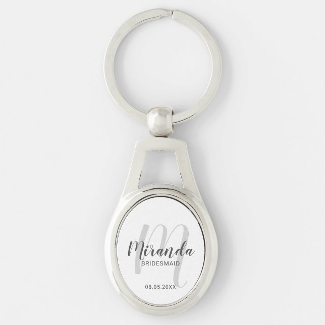 Modern Script Personalized Bridesmaid Keychain (Front)
