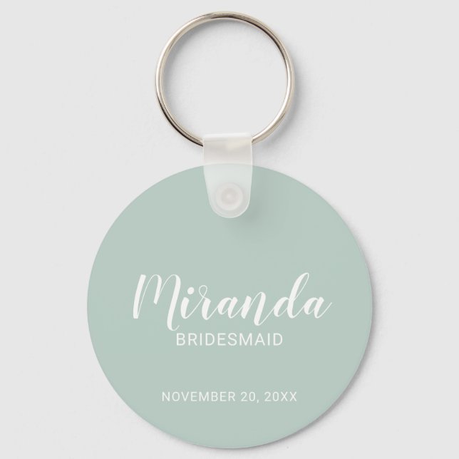 Modern Script Personalized Bridesmaid Keychain (Front)