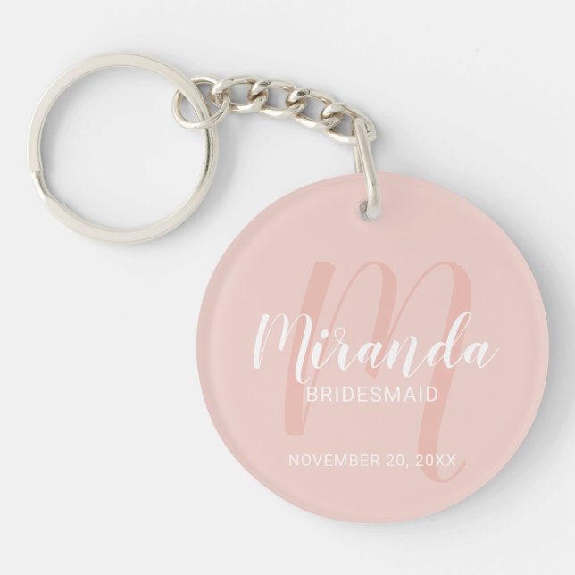 Modern Script Personalized Bridesmaid Keychain (Front)