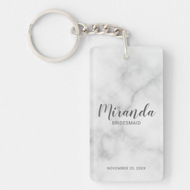 Modern Script Personalized Bridesmaid Keychain (Front)