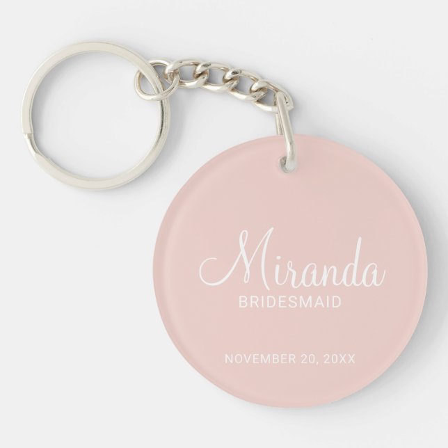 Modern Script Personalized Bridesmaid Keychain (Front)