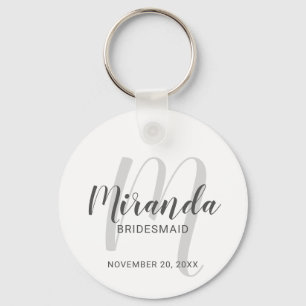 Modern Script Personalized Bridesmaid Keychain