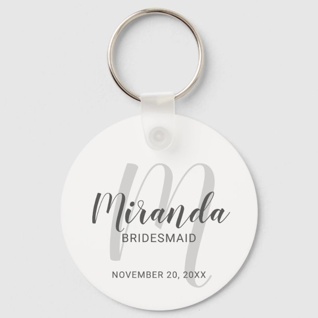 Modern Script Personalized Bridesmaid Keychain (Front)