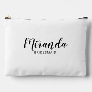 Modern Script Personalized Bridesmaid Name Accessory Pouch