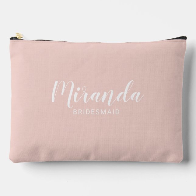 Modern Script Personalized Bridesmaid Name Accessory Pouch (Front)