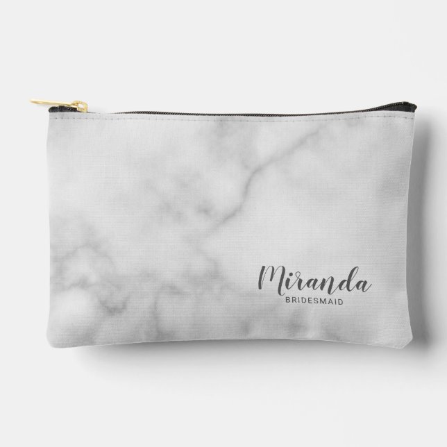 Modern Script Personalized Bridesmaid Name Accessory Pouch (Front)